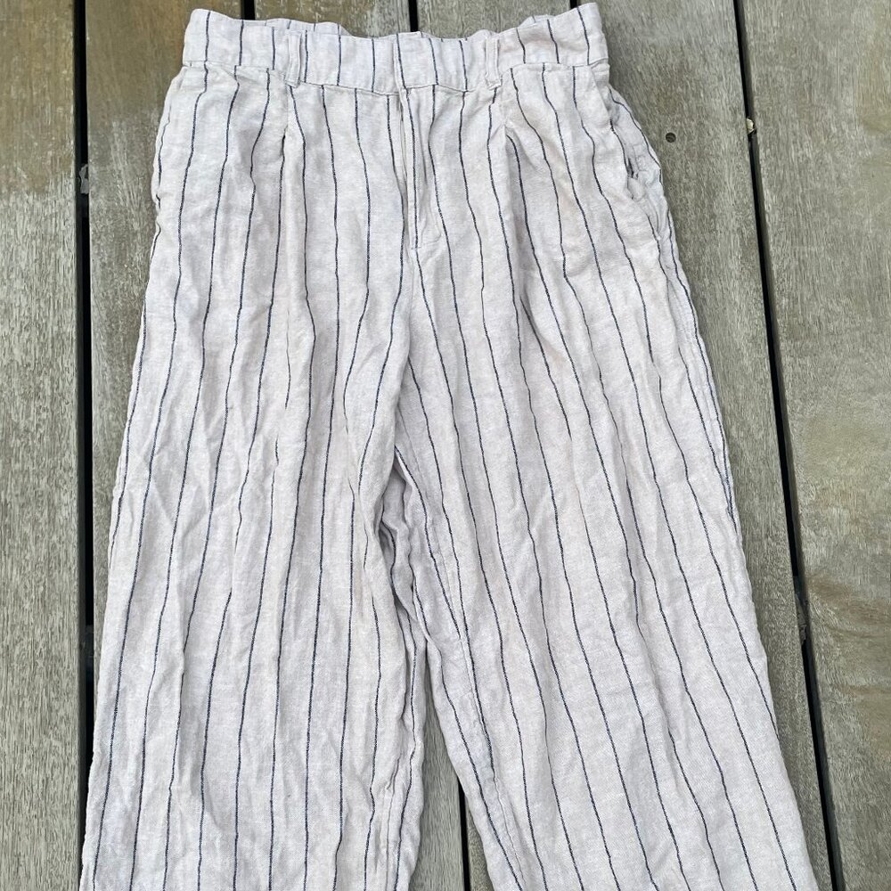 Women's Size 8 Striped Linen Pants - Like New!